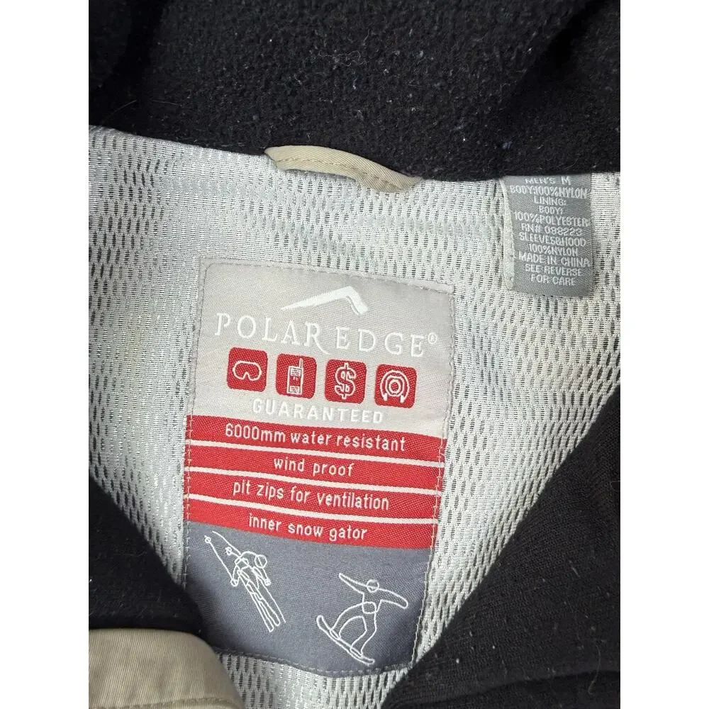 Polar Edge Ski Snow Jacket Men’s Medium Gray Hooded Waterproof Winter Coat